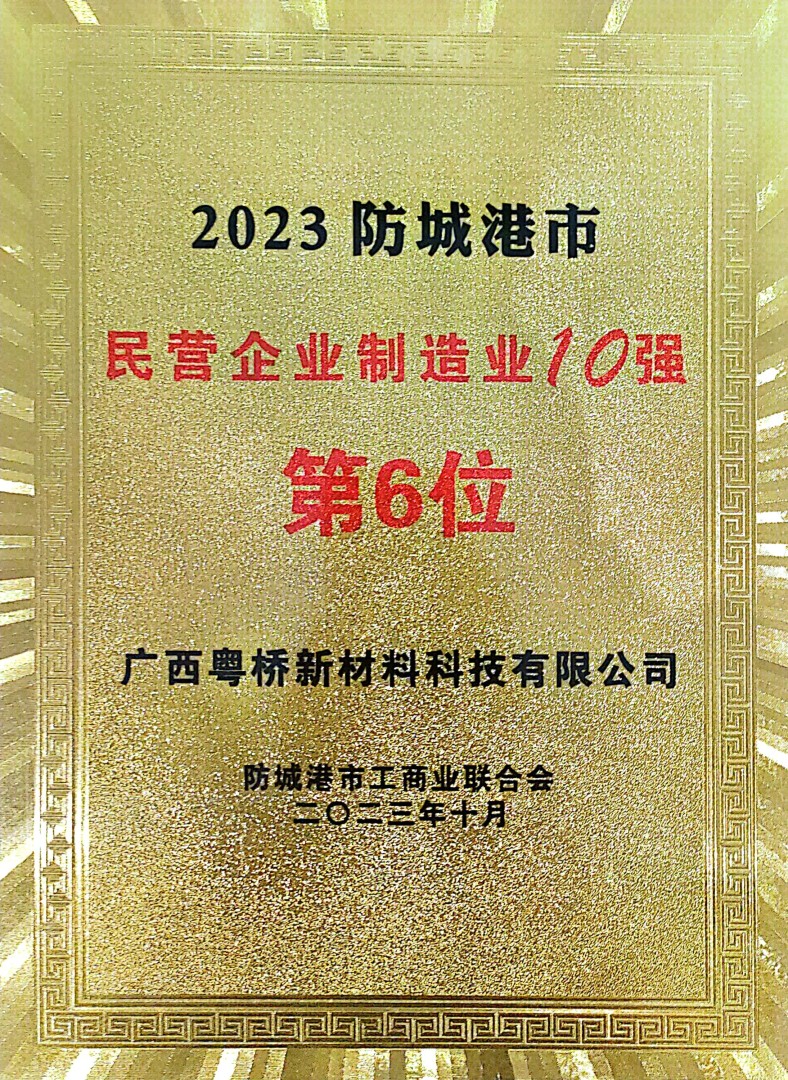 2023防城港民企制造業10強第6位